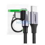 Ugreen USB-C-USB-C, QC 3.0 adatkábel, PD, 3A, 60W, 1m, fekete