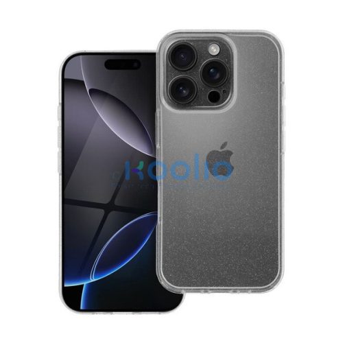 Clear 2mm iPhone 16 Pro csillámos szilikon tok, átlátszó