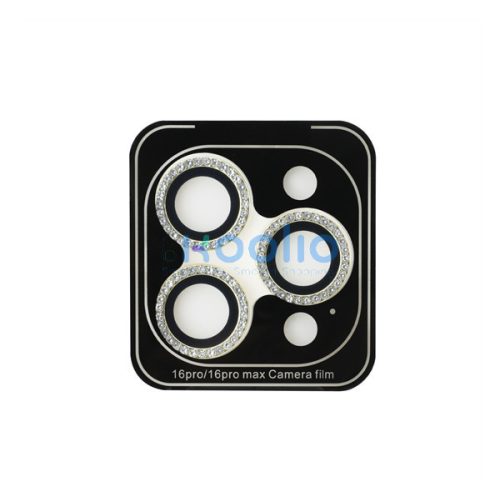 Guess Fixed Glliter iPhone 16 Pro/16 Pro Max kameravédő fólia kövekkel, arany