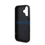 DKNY PU Leather Silver Metal Logo iPhone 16 MagSafe tok, szürke