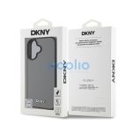 DKNY PU Leather Silver Metal Logo iPhone 16 MagSafe tok, szürke