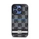 DKNY PU Leather Checkered Pattern and Stripe iPhone 15 Pro Max hátlap tok, fekete