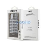 DKNY PU Leather Repeat Pattern Bottom Stripe Apple iPhone 15 Magsafe kompatibilis hátlap tok, barna