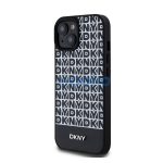 DKNY PU Leather Repeat Pattern Bottom Stripe Apple iPhone 15 Magsafe kompatibilis hátlap tok, fekete