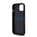 DKNY PU Leather Repeat Pattern Bottom Stripe Apple iPhone 15 Magsafe kompatibilis hátlap tok, fekete