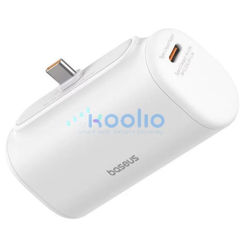 Baseus Compact powerbank / külső akkumulátor USB-C csatlakozóval, 5000mAh, PD, 20W, fehér