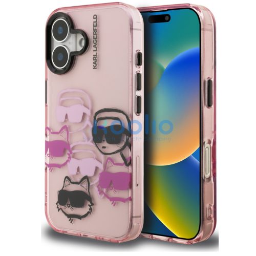 Karl Lagerfeld IML Multi K&CH Heads iPhone 16 hátlap tok, rózsaszín
