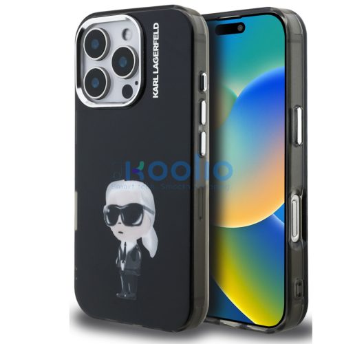 Karl Lagerfeld IML Aquarelle Karl iPhone 16 Pro hátlap tok, fekete