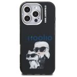 Karl Lagerfeld IML Aquarelle Karl and Choupette iPhone 16 Pro hátlap tok, fekete