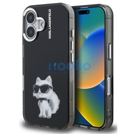   Karl Lagerfeld IML Aquarelle Choupette iPhone 16 hátlap tok, fekete