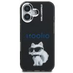 Karl Lagerfeld IML Aquarelle Choupette iPhone 16 hátlap tok, fekete