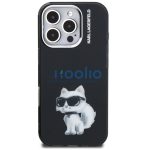 Karl Lagerfeld IML Aquarelle Choupette iPhone 16 Pro hátlap tok, fekete