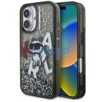 Karl Lagerfeld Liquid Glitter Scattered Choupette iPhone 16 hátlap tok, fekete