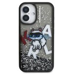 Karl Lagerfeld Liquid Glitter Scattered Choupette iPhone 16 hátlap tok, fekete
