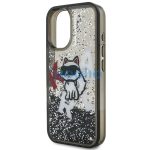 Karl Lagerfeld Liquid Glitter Scattered Choupette iPhone 16 hátlap tok, fekete