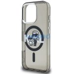 Karl Lagerfeld IML Glitter Karl and Choupette Sketch iPhone 16 Pro MagSafe kompatibilis hátlap tok, fekete