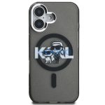 Karl Lagerfeld IML Glitter Karl and Choupette Sketch iPhone 16 MagSafe kompatibilis hátlap tok, fekete