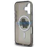 Karl Lagerfeld IML Glitter Karl and Choupette Sketch iPhone 16 MagSafe kompatibilis hátlap tok, fekete