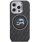 Karl Lagerfeld IML K&CH Heads Repeated Logo iPhone 16 Pro MagSafe kompatibilis hátlap tok, fekete