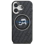 Karl Lagerfeld IML K&CH Heads Repeated Logo iPhone 16 MagSafe kompatibilis hátlap tok, fekete