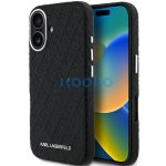 Karl Lagerfeld Grained PU Repeated Logo iPhone 16 MagSafe kompatibilis hátlap tok, fekete