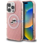 Karl Lagerfeld IML K&CH Heads Repeated Logo iPhone 16 Pro Max MagSafe kompatibilis hátlap tok, rózsaszín