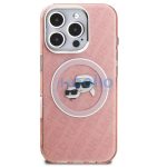 Karl Lagerfeld IML K&CH Heads Repeated Logo iPhone 16 Pro Max MagSafe kompatibilis hátlap tok, rózsaszín