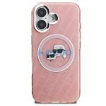 Karl Lagerfeld IML K&CH Heads Repeated Logo iPhone 16 MagSafe kompatibilis hátlap tok, rózsaszín