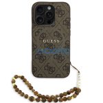 Guess PU Leather 4G Colored Ring Strap Apple iPhone 15 Pro Max MagSafe tok barna színű karpánttal, barna-arany