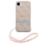 Guess PU Leather 4G Colored Ring Strap Apple iPhone 17e / iPhone 16e MagSafe tok korall színű karpánttal, rózsaszín-arany