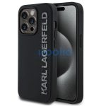 Karl Lagerfeld 3D Rubber Glitter Logo iPhone 16 Pro csillámos hátlap tok, fekete