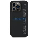 Karl Lagerfeld 3D Rubber Glitter Logo iPhone 16 Pro csillámos hátlap tok, fekete