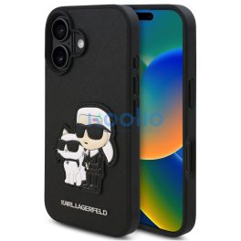   Karl Lagerfeld PU Saffiano Karl and Choupette iPhone 16 tok, fekete
