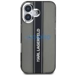 Karl Lagerfeld IML Stripe Logo iPhone 16 tok kameravédő peremmel, fekete