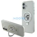 Karl Lagerfeld Ringstand Karl and Choupette iPhone 16 MagSafe tok kitámasztóval, fehér