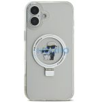 Karl Lagerfeld Ringstand Karl and Choupette iPhone 16 MagSafe tok kitámasztóval, fehér