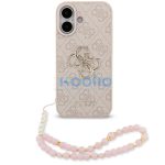 Guess PU 4G Metal Logo Strap Apple iPhone 17 hátlap tok karpánttal, rózsaszín