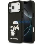 Karl Lagerfeld 3D Rubber Karl and Choupette Apple iPhone 17 Pro hátlap tok, fekete