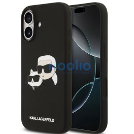   Karl Lagerfeld Silicone Double Heads Print Apple iPhone 17 MagSafe kompatibilis hátlap tok, fekete
