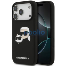   Karl Lagerfeld Silicone Double Heads Print Apple iPhone 17 Pro MagSafe kompatibilis hátlap tok, fekete