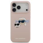 Karl Lagerfeld Silicone Double Heads Print Apple iPhone 17 Pro MagSafe kompatibilis hátlap tok, rózsaszín