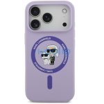 Karl Lagerfeld Liquid Silicone Karl and Choupette MagSafe iPhone 17 Pro Max hátlap tok, lila