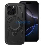 Frost Armor Apple iPhone 17 starabíró tok kitámasztóható gyűrűvel, fekete