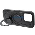 Frost Armor Apple iPhone 17 starabíró tok kitámasztóható gyűrűvel, fekete