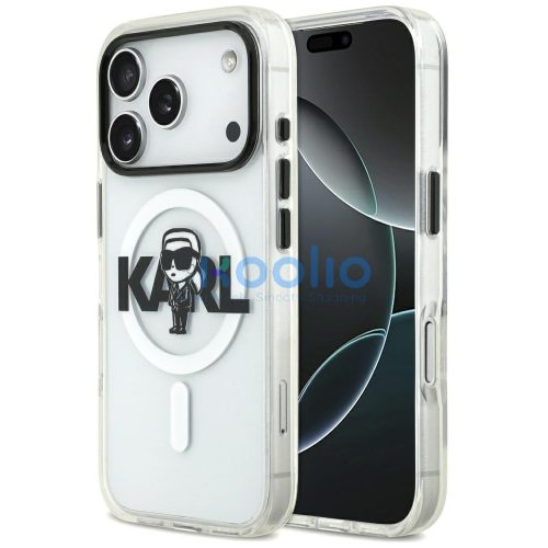 Karl Lagerfeld IML Karl Sketch Logo iPhone 17 Pro MagSafe kompatibilis hátlap tok, átlátszó