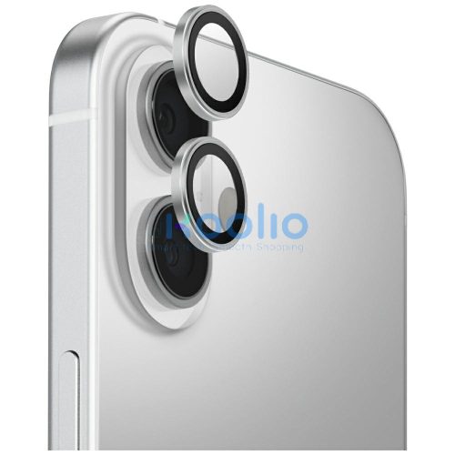Uniq Optix Apple iPhone 17 tempered kameralencse-védő üvegfólia felhelyező kerettel, ezüst