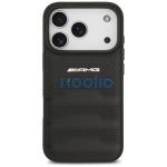 AMG Leather Debossed Lines Logo Apple iPhone 17 Pro hátlap tok, fekete