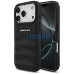 AMG Leather Debossed Lines Logo Apple iPhone 17 Pro Max hátlap tok, fekete