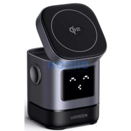   Ugreen W709 Uno 2in1 vezeték nélküli wireless töltő intelligens kijelzővel, 15W, 167A, fekete