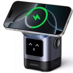 Ugreen W709 Uno 2in1 vezeték nélküli wireless töltő intelligens kijelzővel, 15W, 167A, fekete